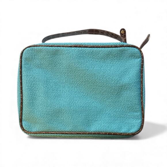 Samantha Brown Travel Jewelry Cosmetic Organizer Blue Brown Faux Croc 5 Pouches - Picture 5 of 11